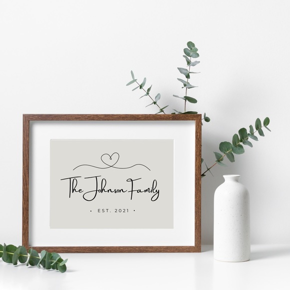 Personalized Family Name Sign, Last Name Sign, Established Sign - Beige - Picture 1 of 5